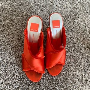Red SatinShoes size 8